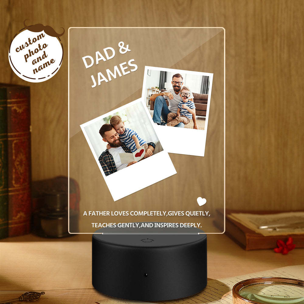 Father's Day Gift Night Light Custom Name and Photo A Father Love Completely - soufeelus