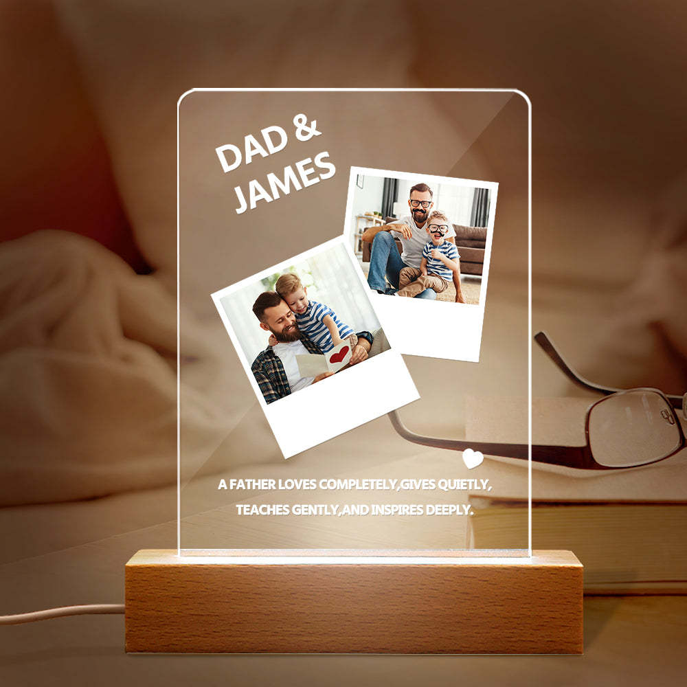 Father's Day Gift Night Light Custom Name and Photo A Father Love Completely - soufeelus