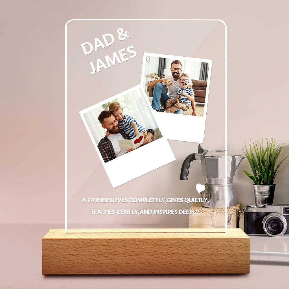 Father's Day Gift Night Light Custom Name and Photo A Father Love Completely - soufeelus