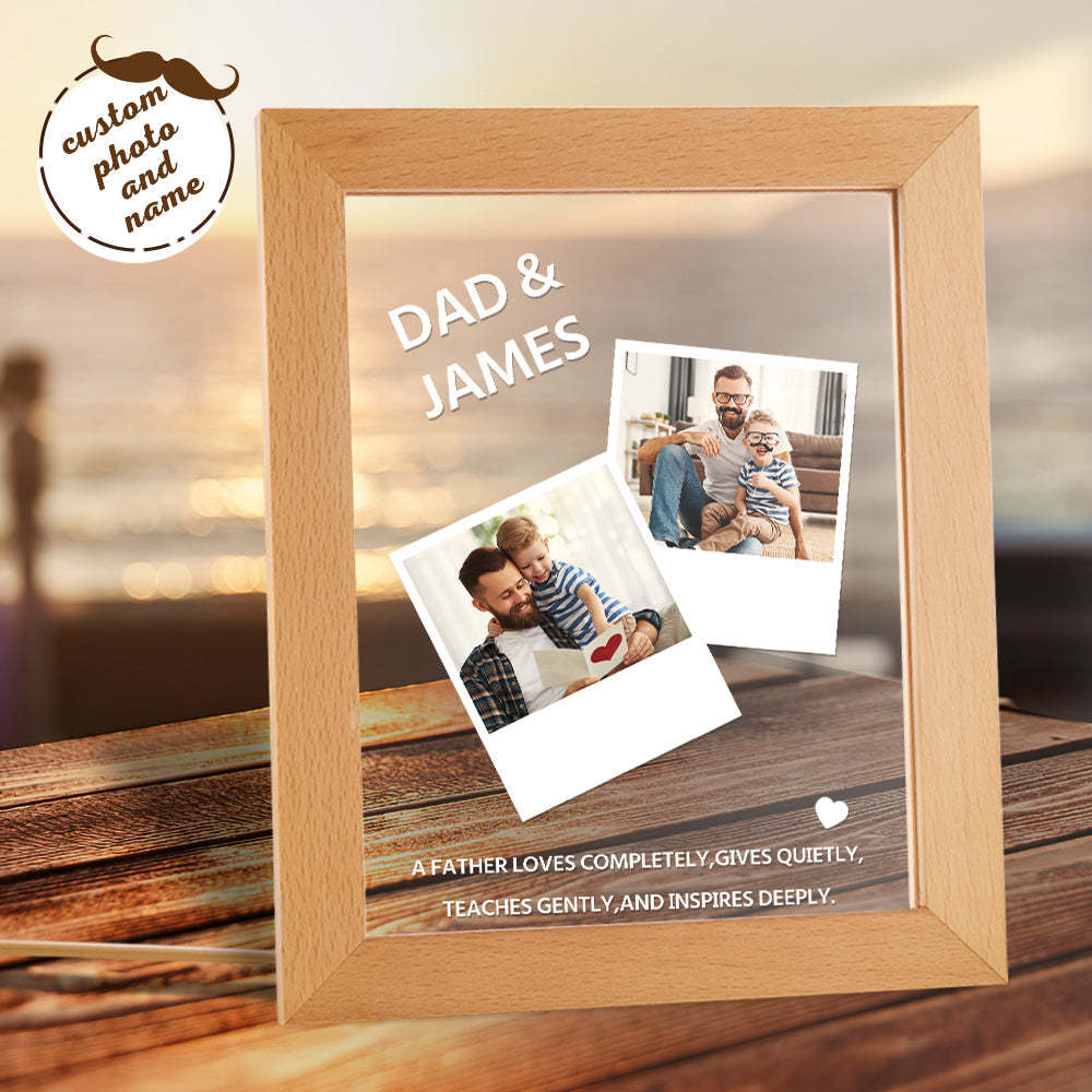 Father's Day Gift Night Light Custom Name and Photo A Father Love Completely - soufeelus