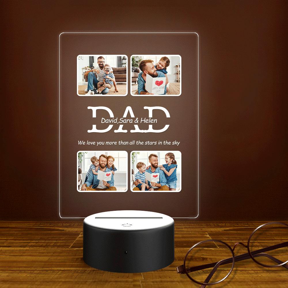 Night Light Father's Day Gift Custom Your Name and Photo We Love You More Than All the Star In the Sky