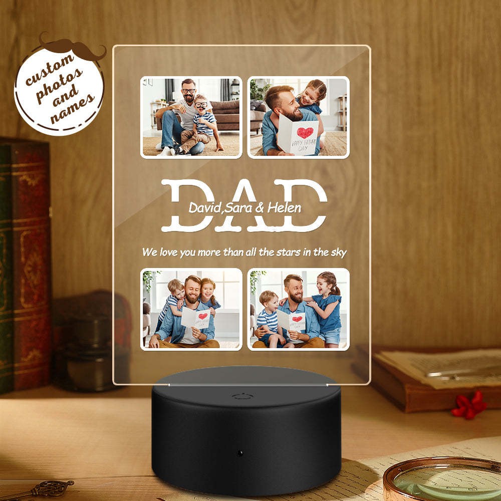 Night Light Father's Day Gift Custom Your Name and Photo We Love You More Than All the Star In the Sky