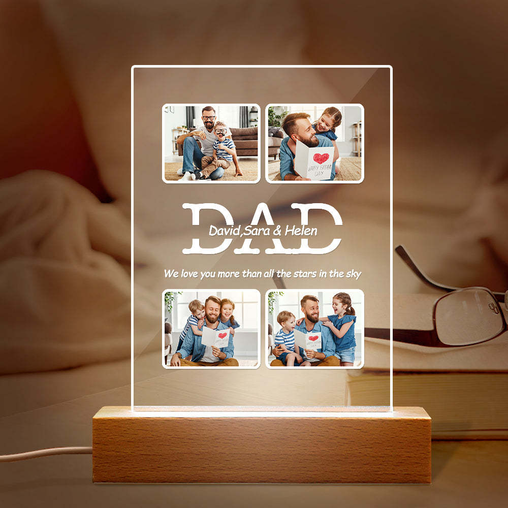 Night Light Father's Day Gift Custom Your Name and Photo We Love You More Than All the Star In the Sky