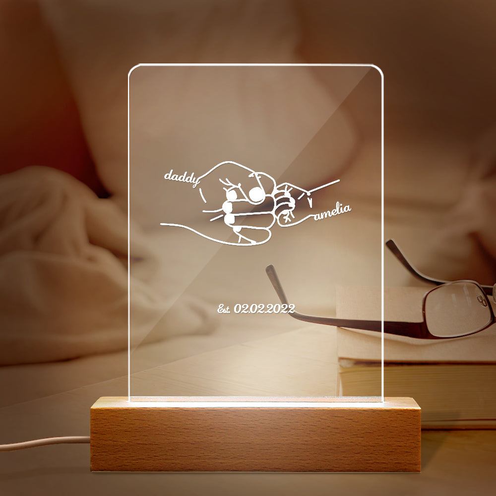 Custom Name and Date Father's Day Gift Night Light for Dad - soufeelus