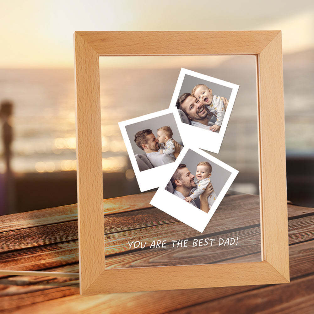 Father's Day Gift Custom Photo Wooden Base Night Light for Dad - soufeelus