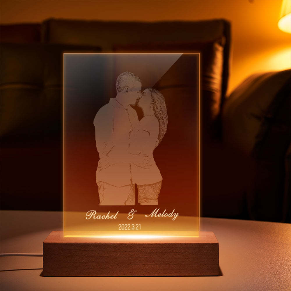 Custom Photo Lamp Personalized Glass Led Night Lamp for Anniversary Gift - soufeelus