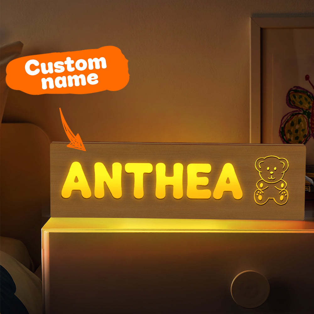 Personalized Baby Name Light Custom Kids Lamp New Baby Gift Wood Baby Toddler Night Light First Birthday - soufeelus