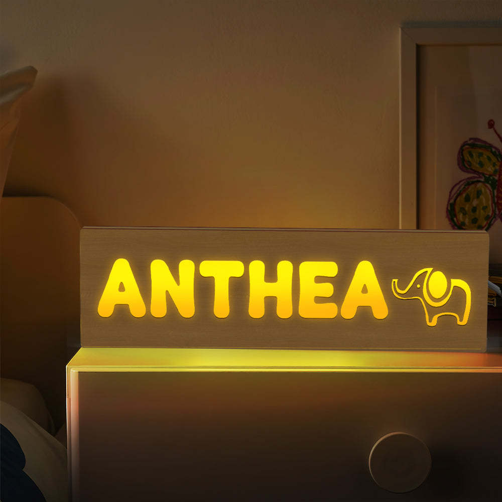 Personalized Baby Name Light Custom Kids Lamp New Baby Gift Wood Baby Toddler Night Light First Birthday - soufeelus