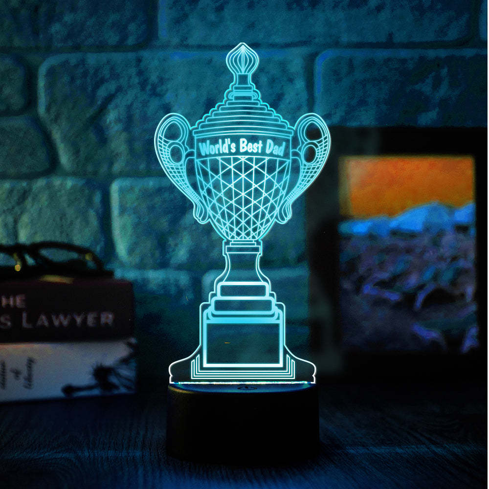 Personalized Trophy Lamp With Custom Text Color Night Light Bedroom Decor Father's Day Gifts - soufeelus