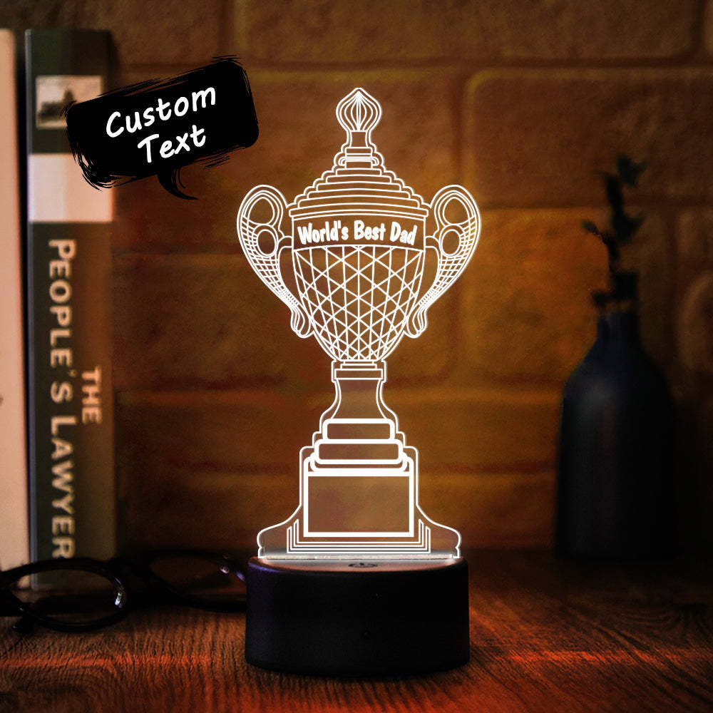 Personalized Trophy Lamp With Custom Text Color Night Light Bedroom Decor Father's Day Gifts - soufeelus