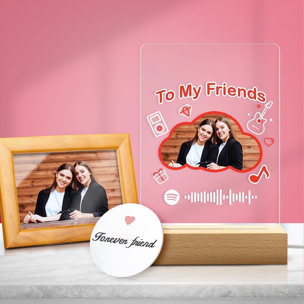 Custom Scannable Spotify Code Night Light Acrylic To My Friends Memorial Gift - soufeelus