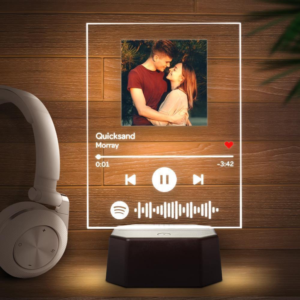 Personalized Photo Spotify Song Light Up Plaque & Stand Bluetooth Speaker Anniversary Gift - soufeelus