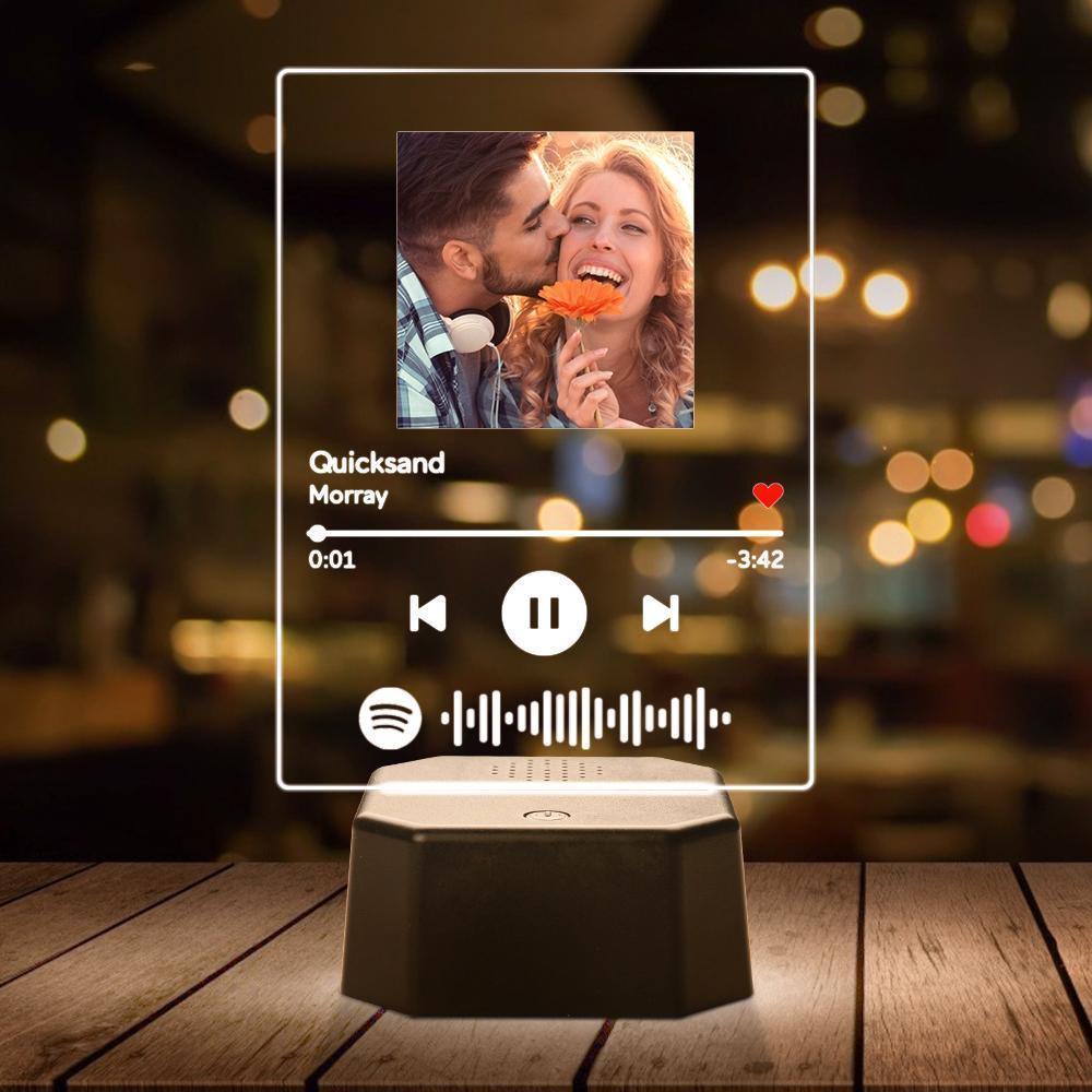 Personalized Photo Spotify Song Light Up Plaque & Stand Bluetooth Speaker Anniversary Gift - soufeelus