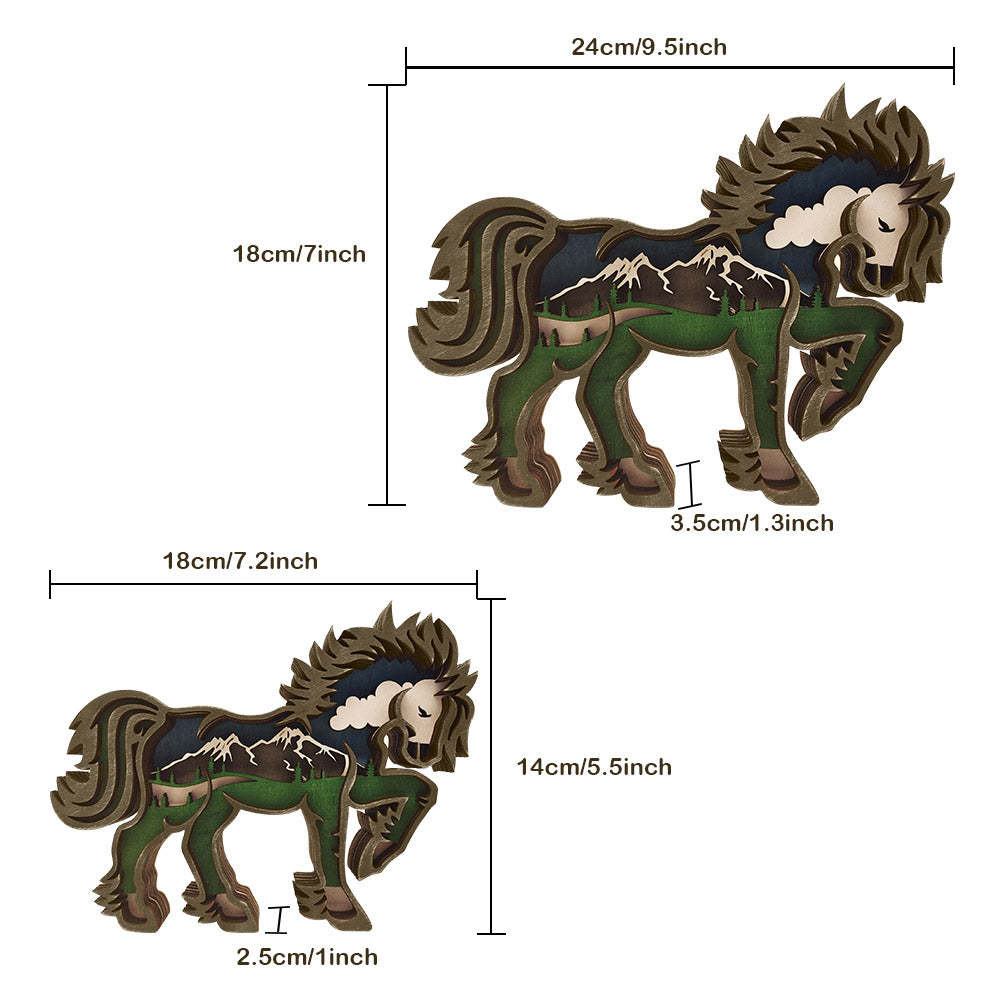 Animal Wooden Statue Home Ornament Multi layer Woodland Bear Silhouette Decor for Shelf Table Wood Statue - soufeelus