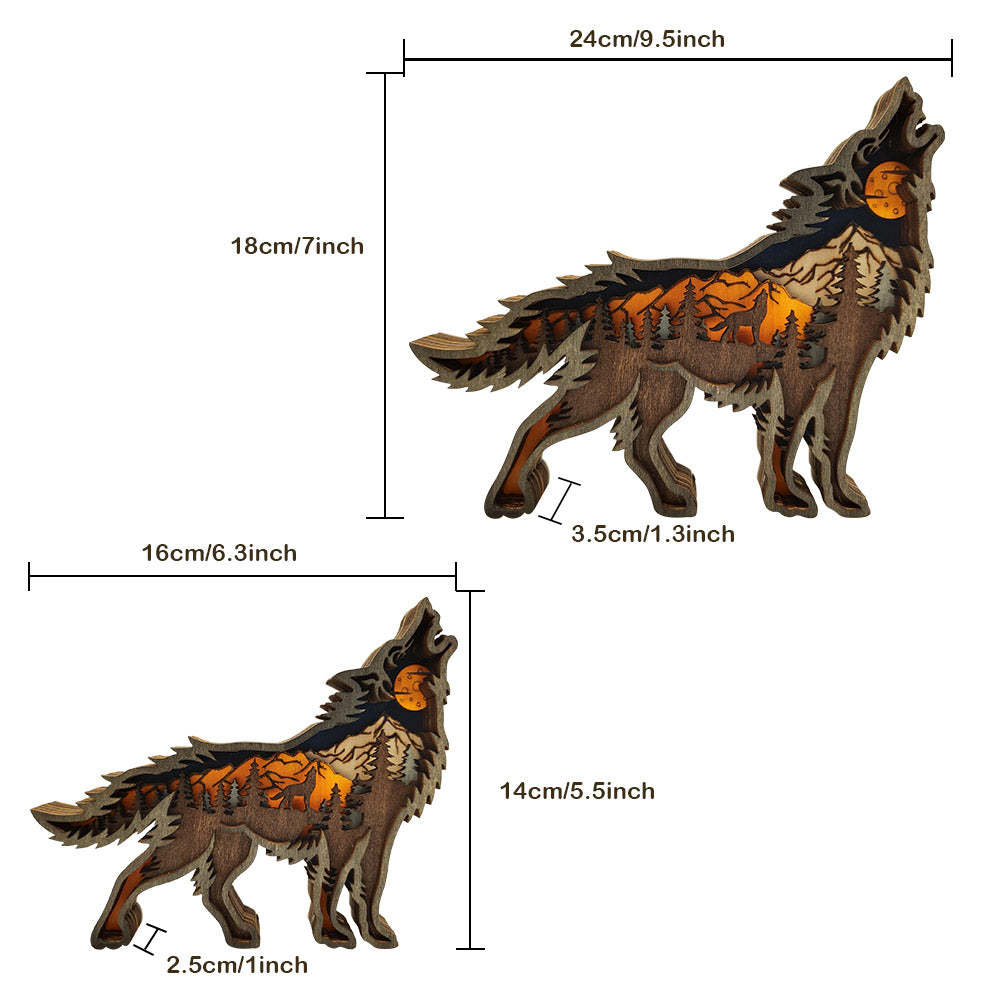 Animal Wooden Statue Home Ornament Multi layer Woodland Bear Silhouette Decor for Shelf Table Wood Statue - soufeelus