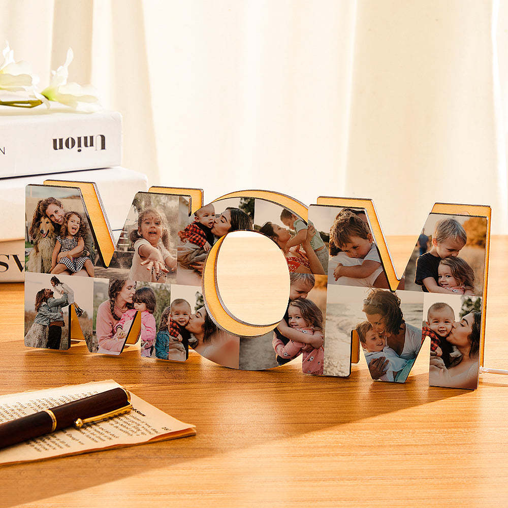 Custom Photo Night Light Multi-map Wooden Gifts for Mom - soufeelus