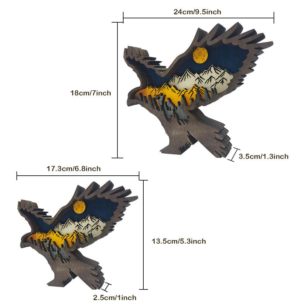 Animal Wooden Statue Home Ornament Multi layer Woodland Bear Silhouette Decor for Shelf Table Wood Statue - soufeelus