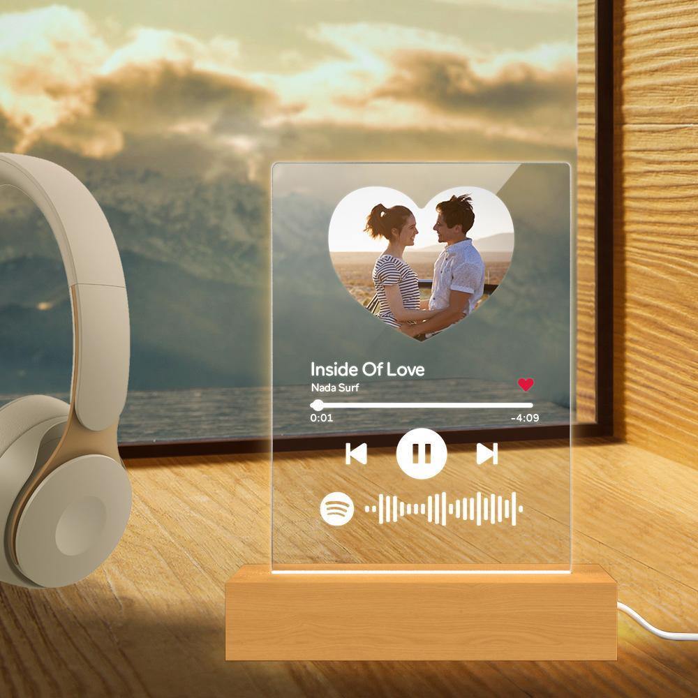 Scannable Spotify Code Night Light Acrylic Music Heart-shaped Photo Gifts for Couple - soufeelus