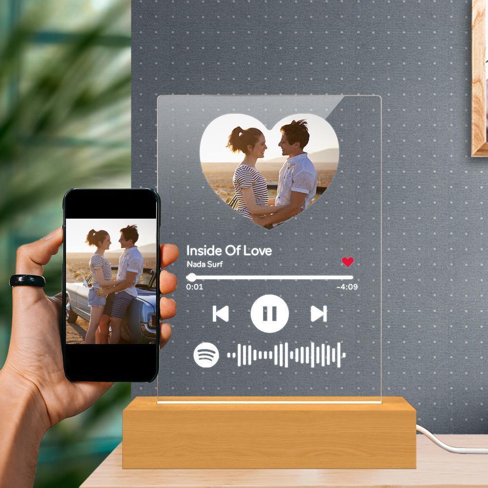 Scannable Spotify Code Night Light Acrylic Music Heart-shaped Photo Gifts for Couple - soufeelus