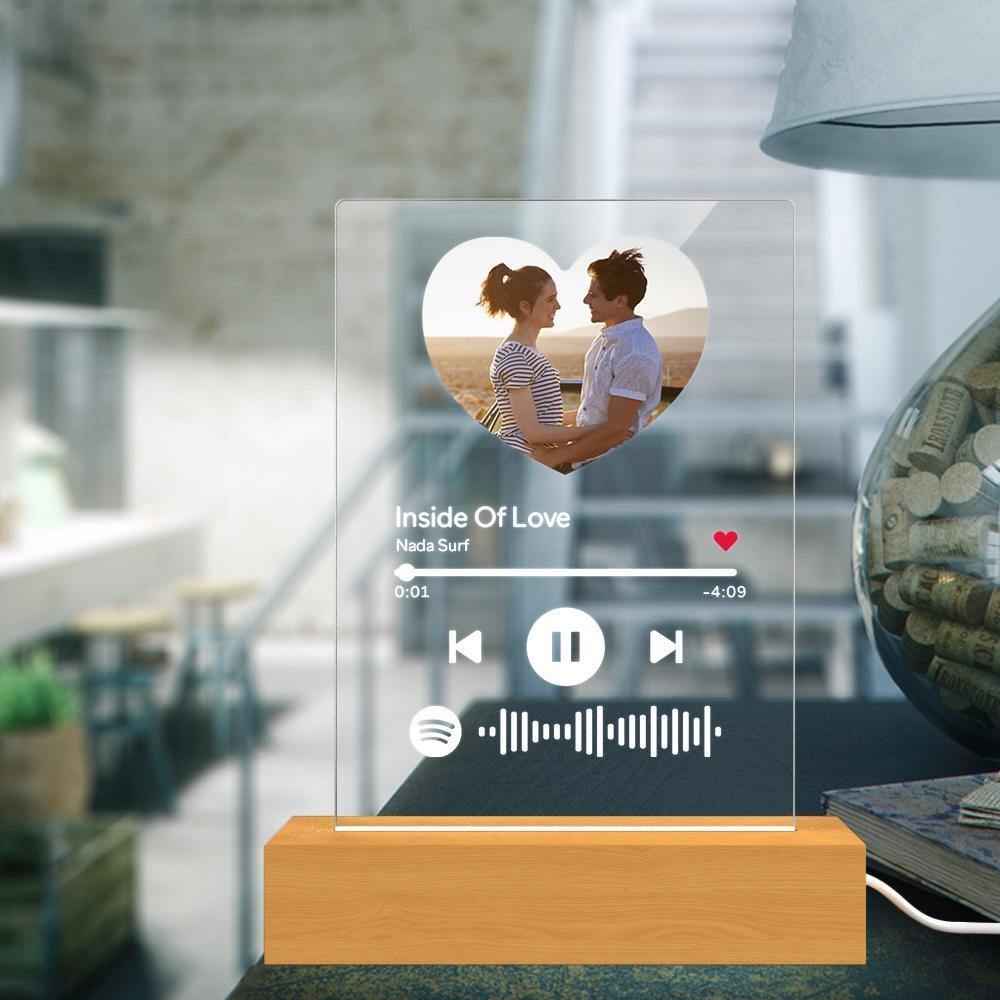 Scannable Spotify Code Night Light Acrylic Music Heart-shaped Photo Gifts for Couple - soufeelus
