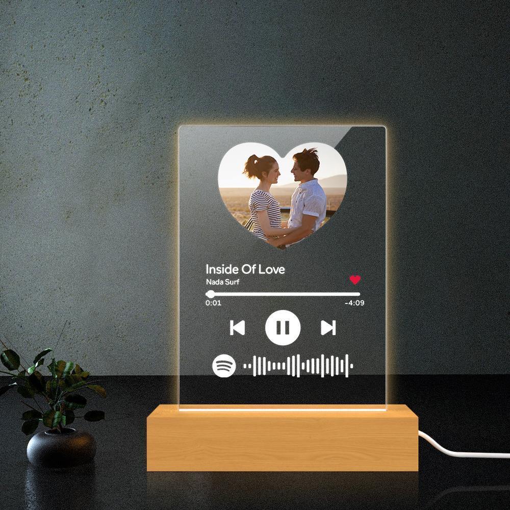 Scannable Spotify Code Night Light Acrylic Music Heart-shaped Photo Gifts for Couple - soufeelus