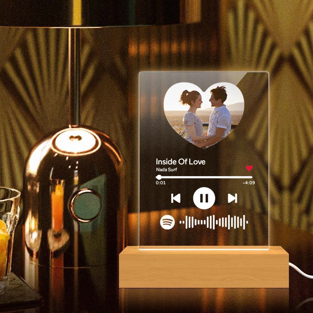 Scannable Spotify Code Night Light Acrylic Music Heart-shaped Photo Gifts for Couple - soufeelus