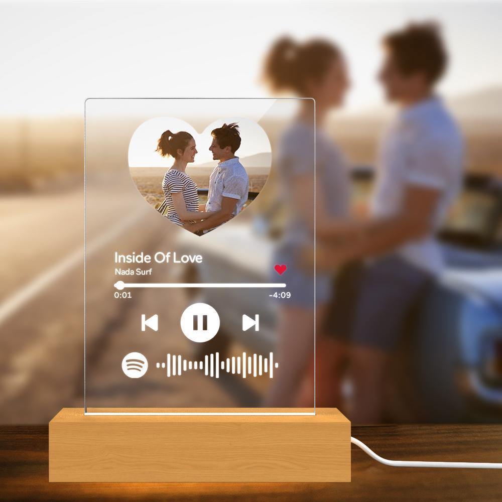 Scannable Spotify Code Night Light Acrylic Music Heart-shaped Photo Gifts for Couple - soufeelus