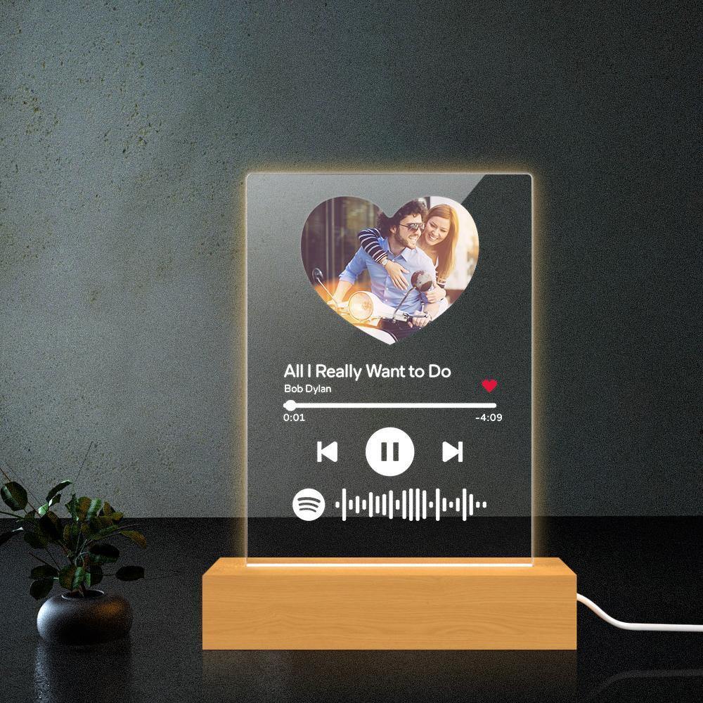Scannable Spotify Code Night Light Heart-shaped Photo Couple Memorial Gifts - soufeelus