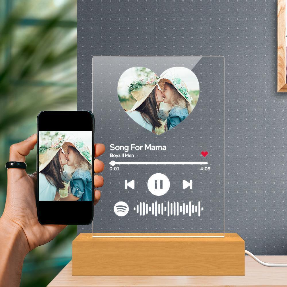Mother's Day Gift-Scannable Spotify Code Night Light Heart-shaped Photo Holiday Surprise Gift - soufeelus