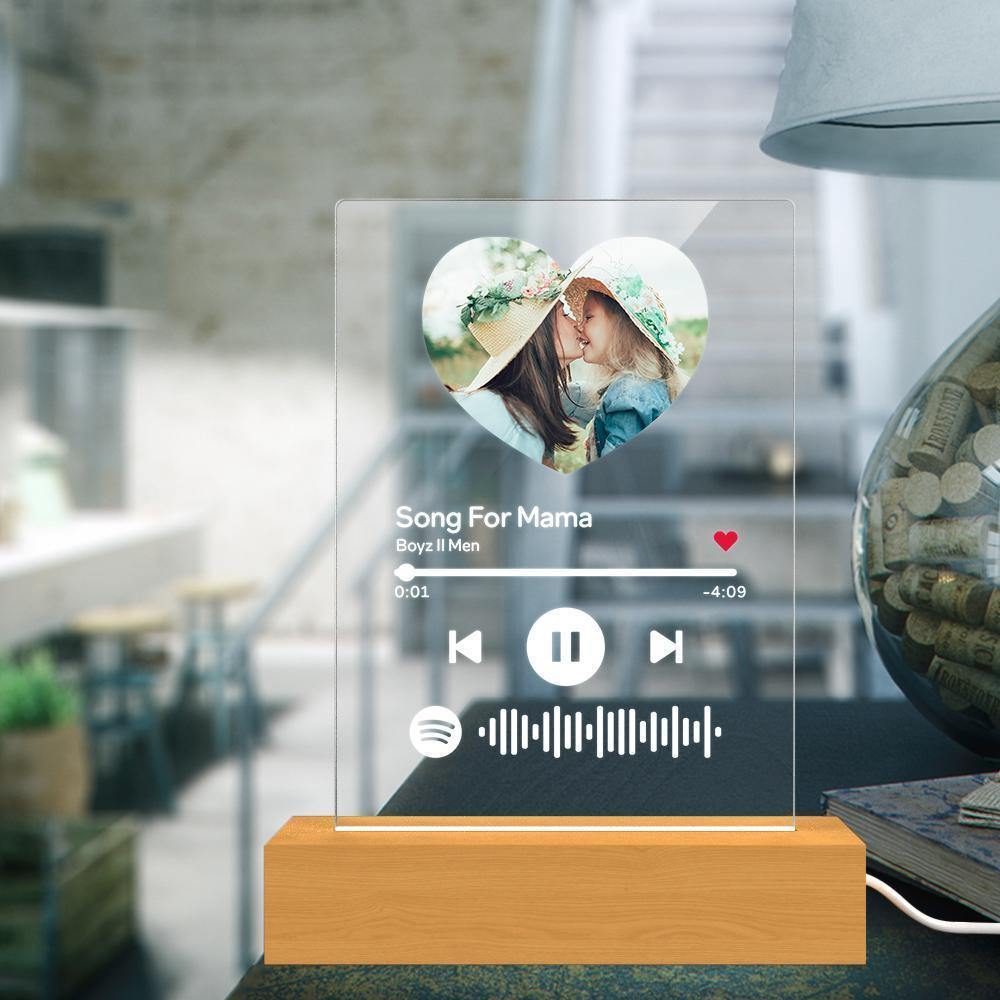Mother's Day Gift-Scannable Spotify Code Night Light Heart-shaped Photo Holiday Surprise Gift - soufeelus