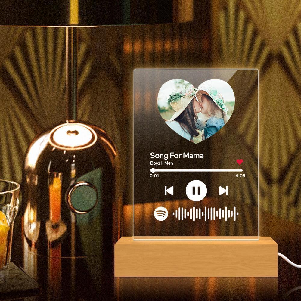 Mother's Day Gift-Scannable Spotify Code Night Light Heart-shaped Photo Holiday Surprise Gift - soufeelus