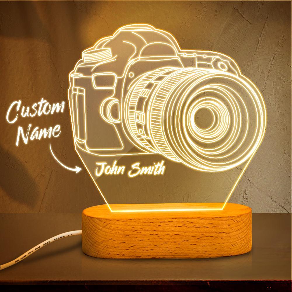 Custom Name Night Light Camera Acrylic Led Lamp Photographer Gift 3D Illusion Lamp - soufeelus