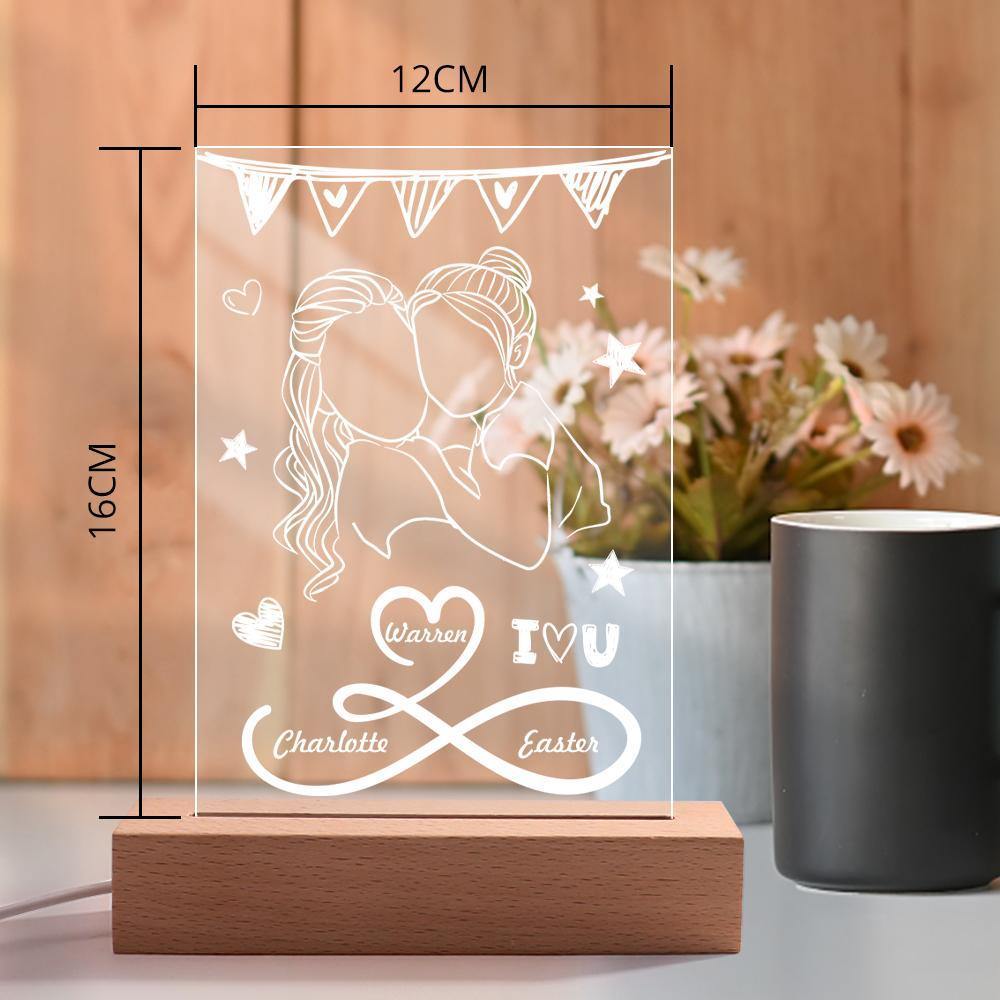 Custom Engraved Night Light Line Silhouette Creative Gifts for Mom - soufeelus