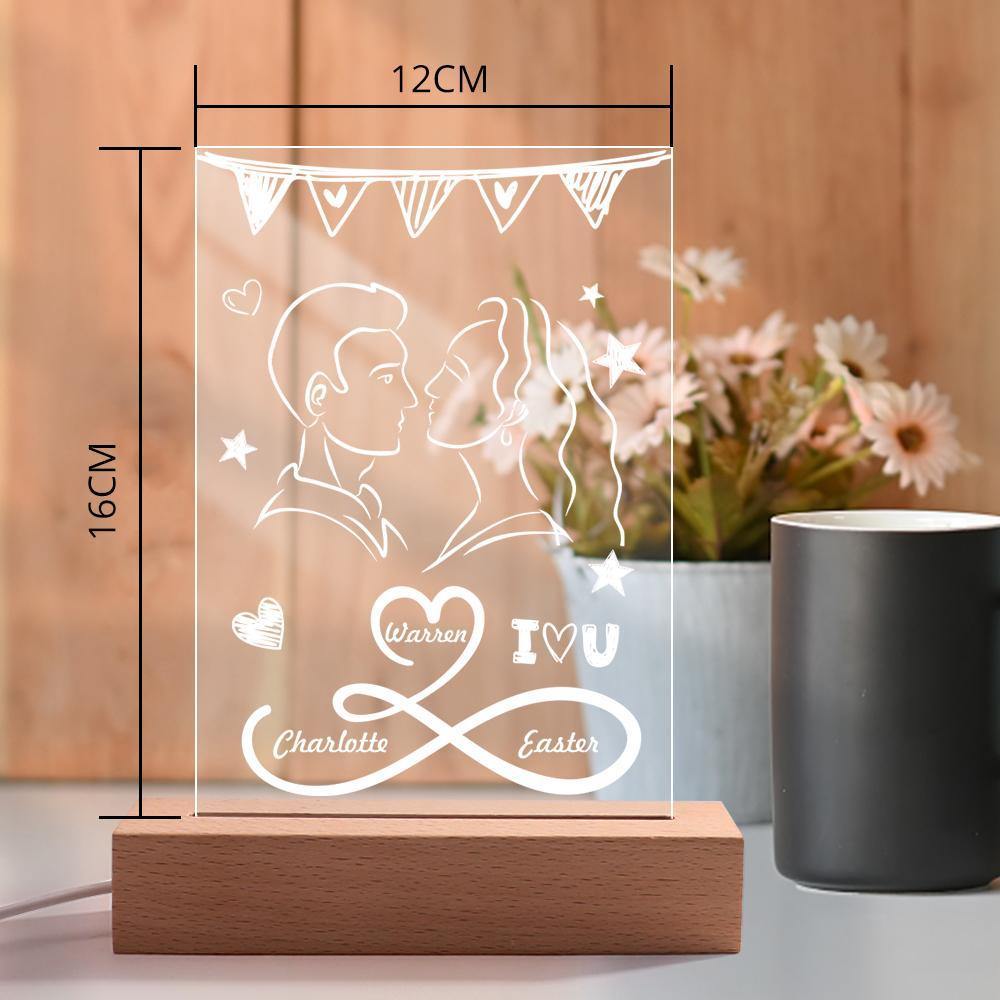 Custom Engraved Night Light Romantic Confession Surprise Gift for Couple - soufeelus