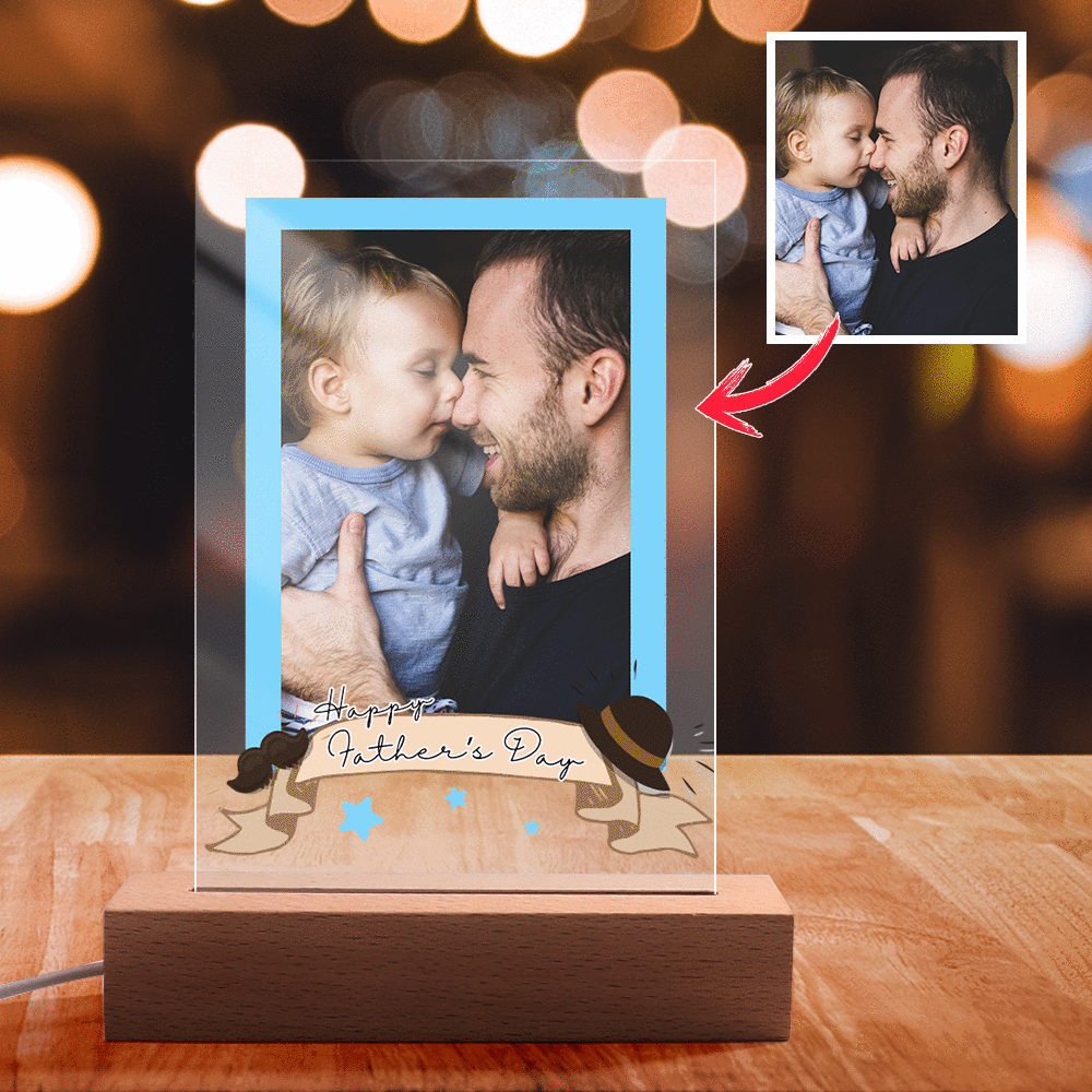 Custom Photo Engraved Night Light Father's Day Memorial Gift - soufeelus