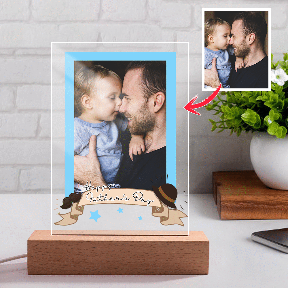 Custom Photo Engraved Night Light Father's Day Memorial Gift - soufeelus