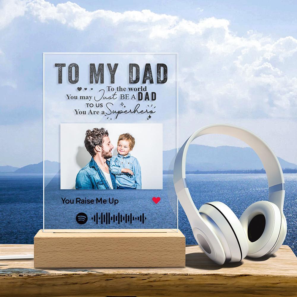 Custom Photo Engraved Text Spotify Plaque Best Dad Ever Gift for Dad