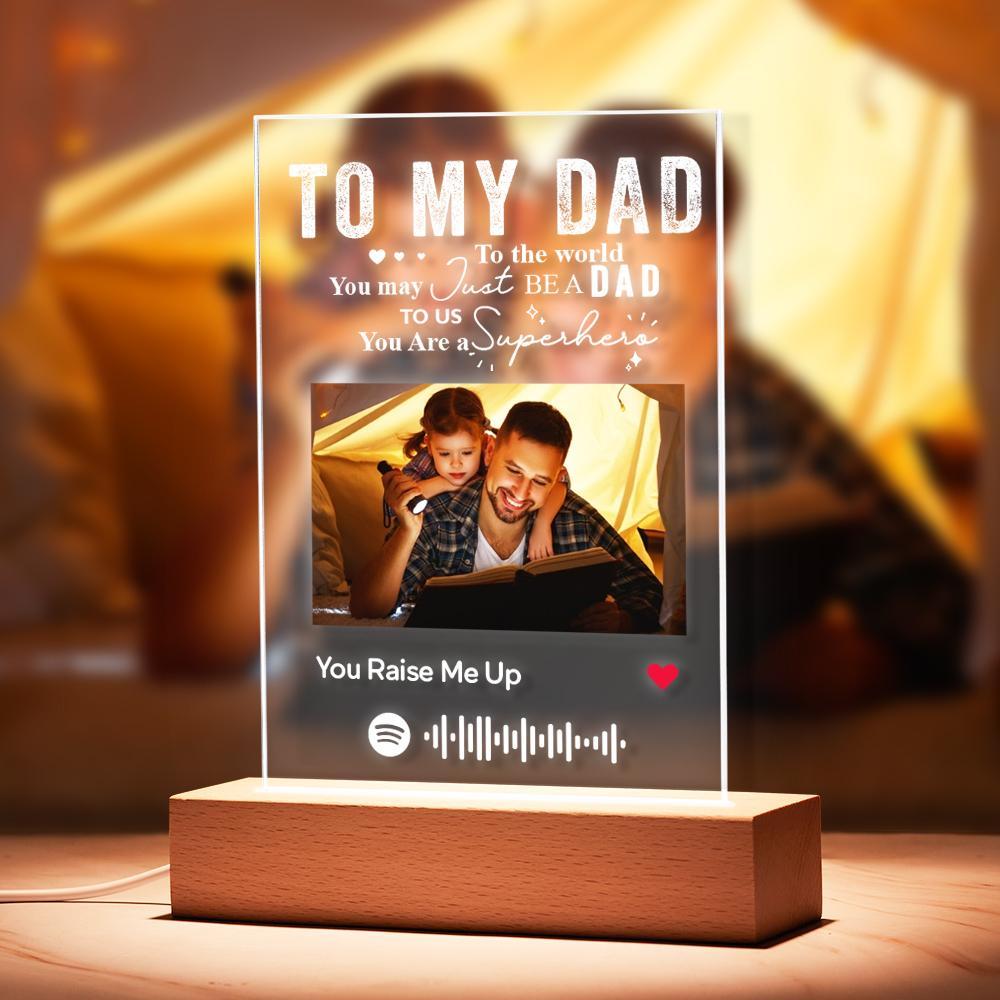 Custom Photo Engraved Text Spotify Plaque Best Dad Ever Gift for Dad