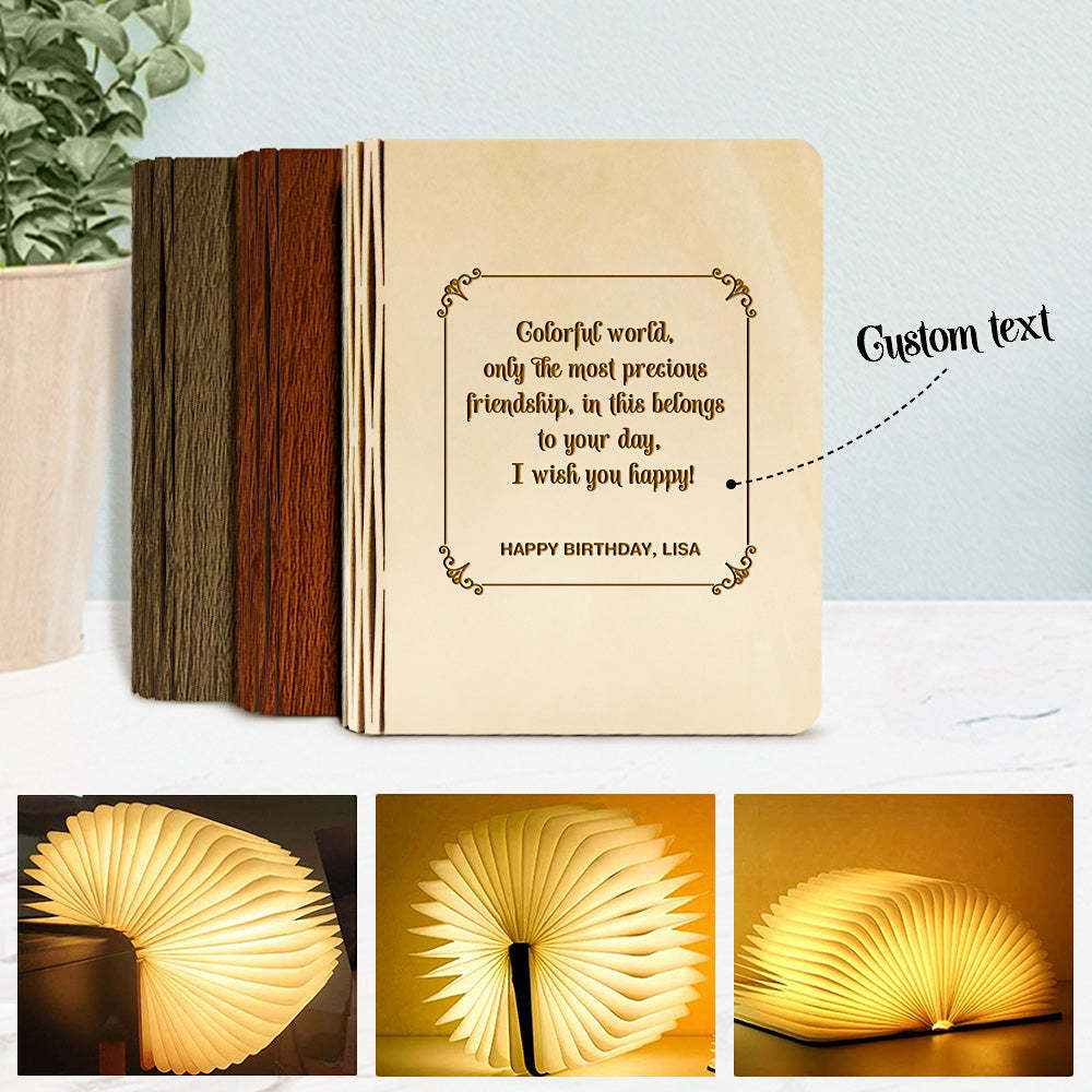 Custom Book Light Personalized Wooden 5 Colors Folding Magnetic Book Lamp Desk Night Light Gift - soufeelus