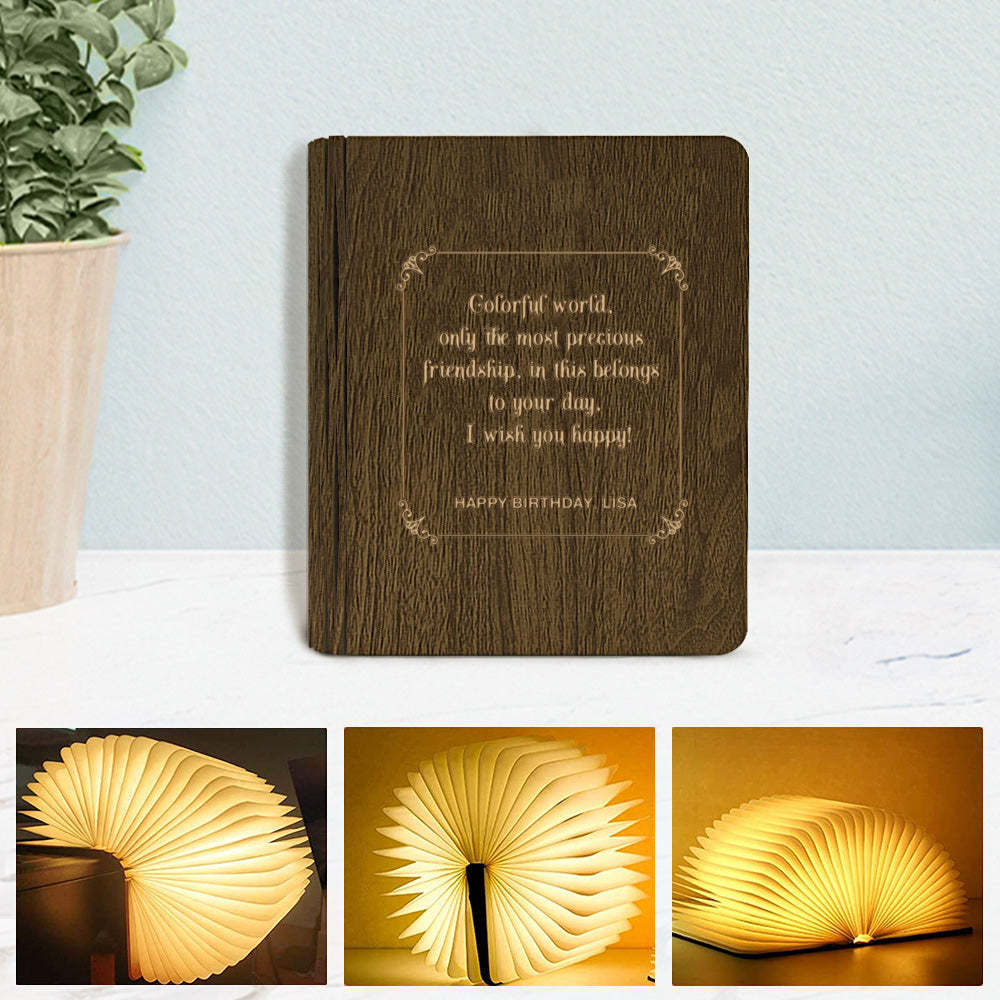 Custom Book Light Personalized Wooden 5 Colors Folding Magnetic Book Lamp Desk Night Light Gift - soufeelus