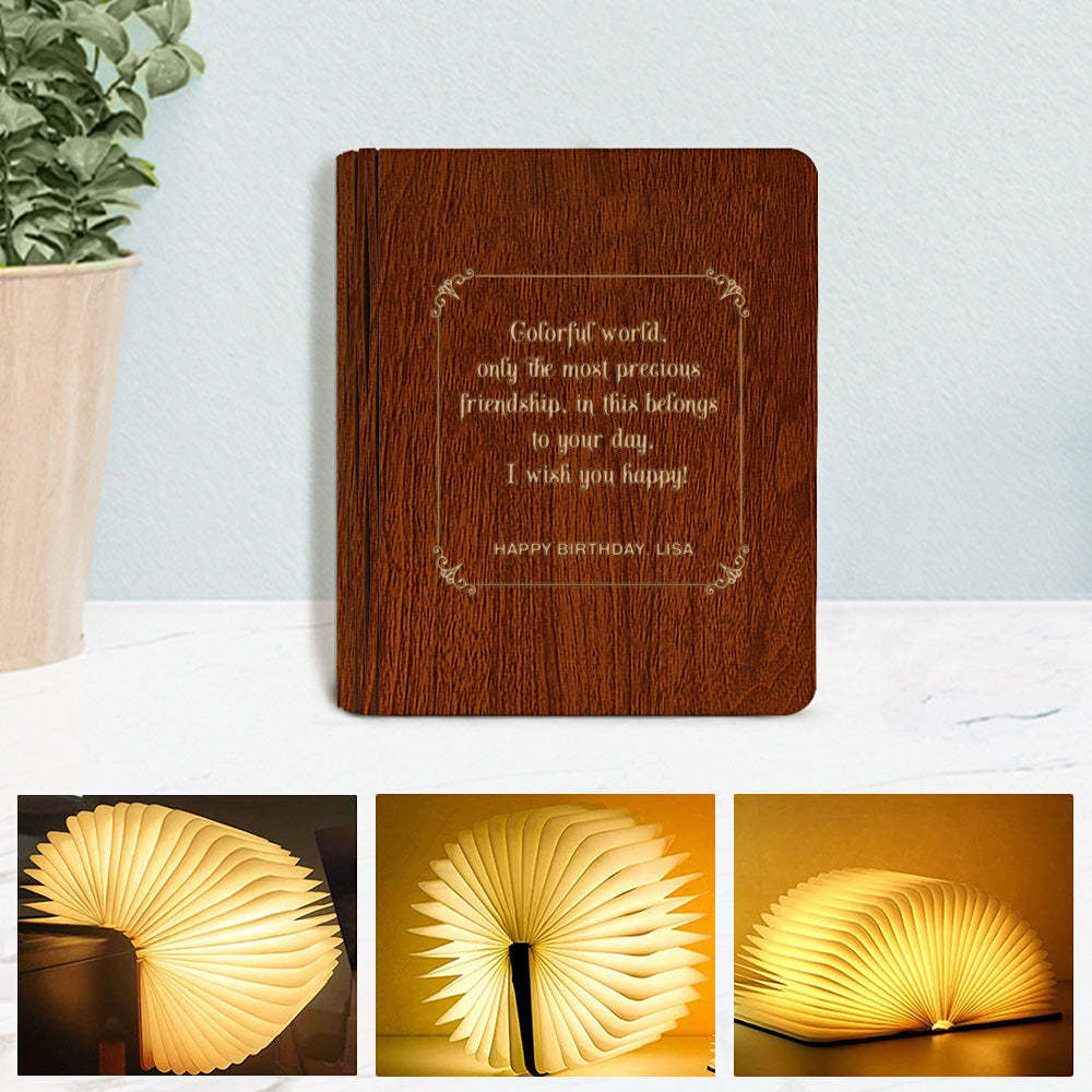 Custom Book Light Personalized Wooden 5 Colors Folding Magnetic Book Lamp Desk Night Light Gift - soufeelus