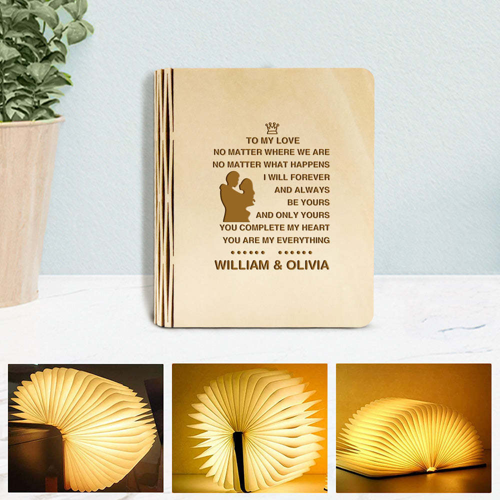 Custom Wooden Book Light Personalized Couple 5 Colors Folding Magnetic Book Lamp Desk Night Light Gift - soufeelus
