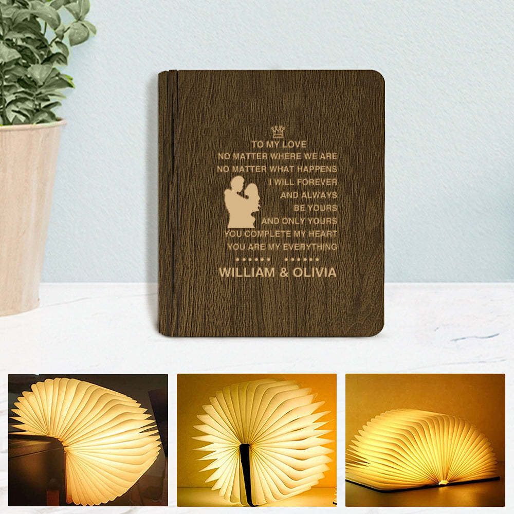 Custom Wooden Book Light Personalized Couple 5 Colors Folding Magnetic Book Lamp Desk Night Light Gift - soufeelus