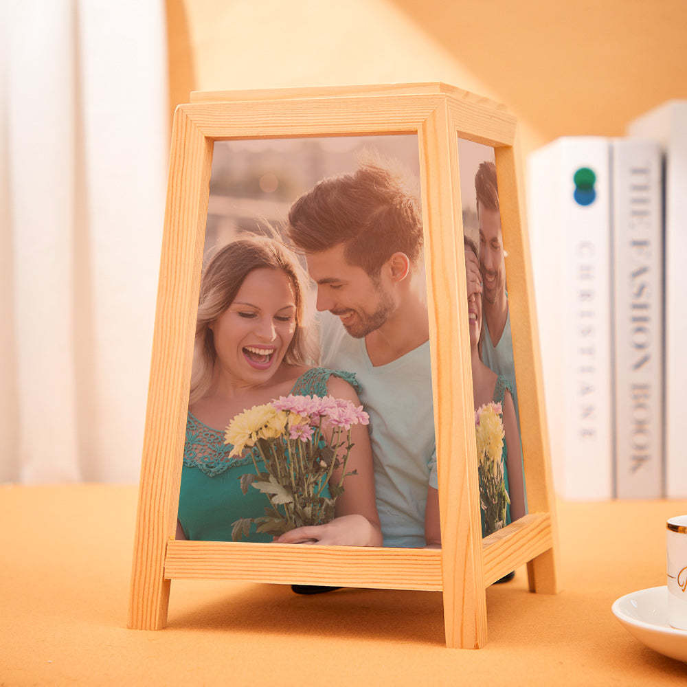 Custom Photo Night Light Four-sided Lamp Wooden Home Gifts - soufeelus