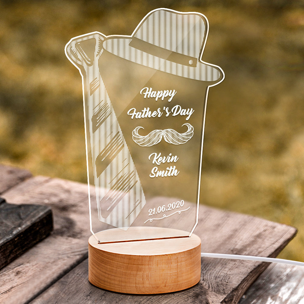 Custom Night Light 3D Name Lamp Tie Lamp Father's Day Gift - soufeelus