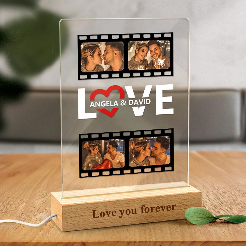 Custom Night Light Film Photo Acrylic Lights Plaque Lamp Couple Gift - soufeelus