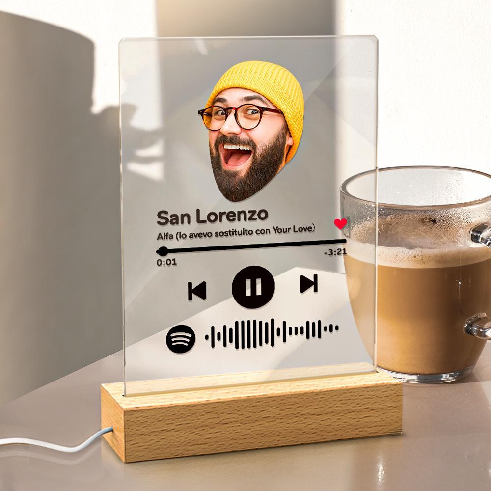 Custom Spotify Face Song Title Artist Name Joke Clear Acrylic Music Plaque Lamp - soufeelus