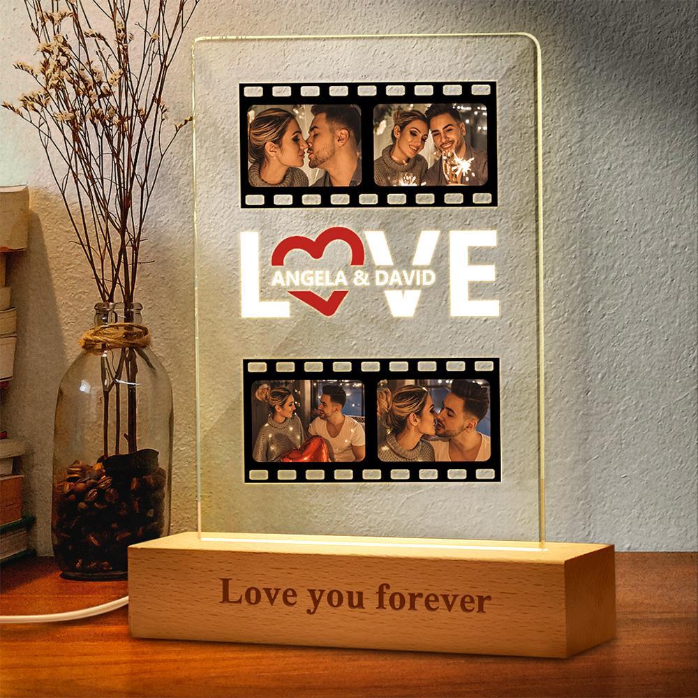 Custom Night Light Film Photo Acrylic Lights Plaque Lamp Couple Gift - soufeelus