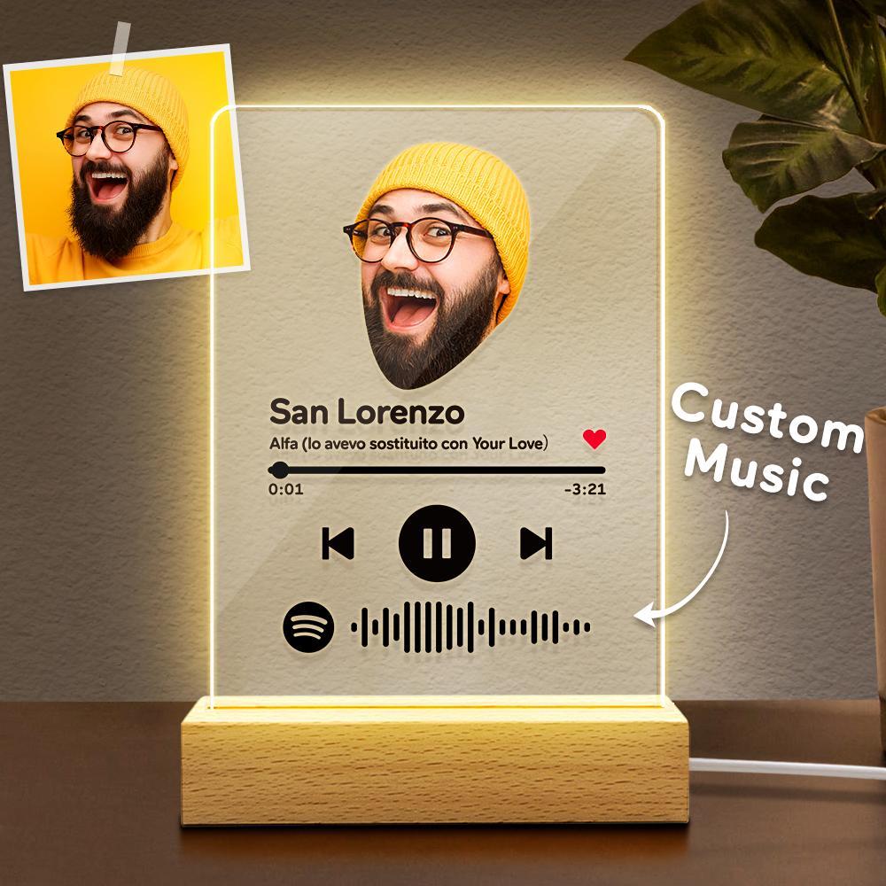 Custom Spotify Face Song Title Artist Name Joke Clear Acrylic Music Plaque Lamp - soufeelus