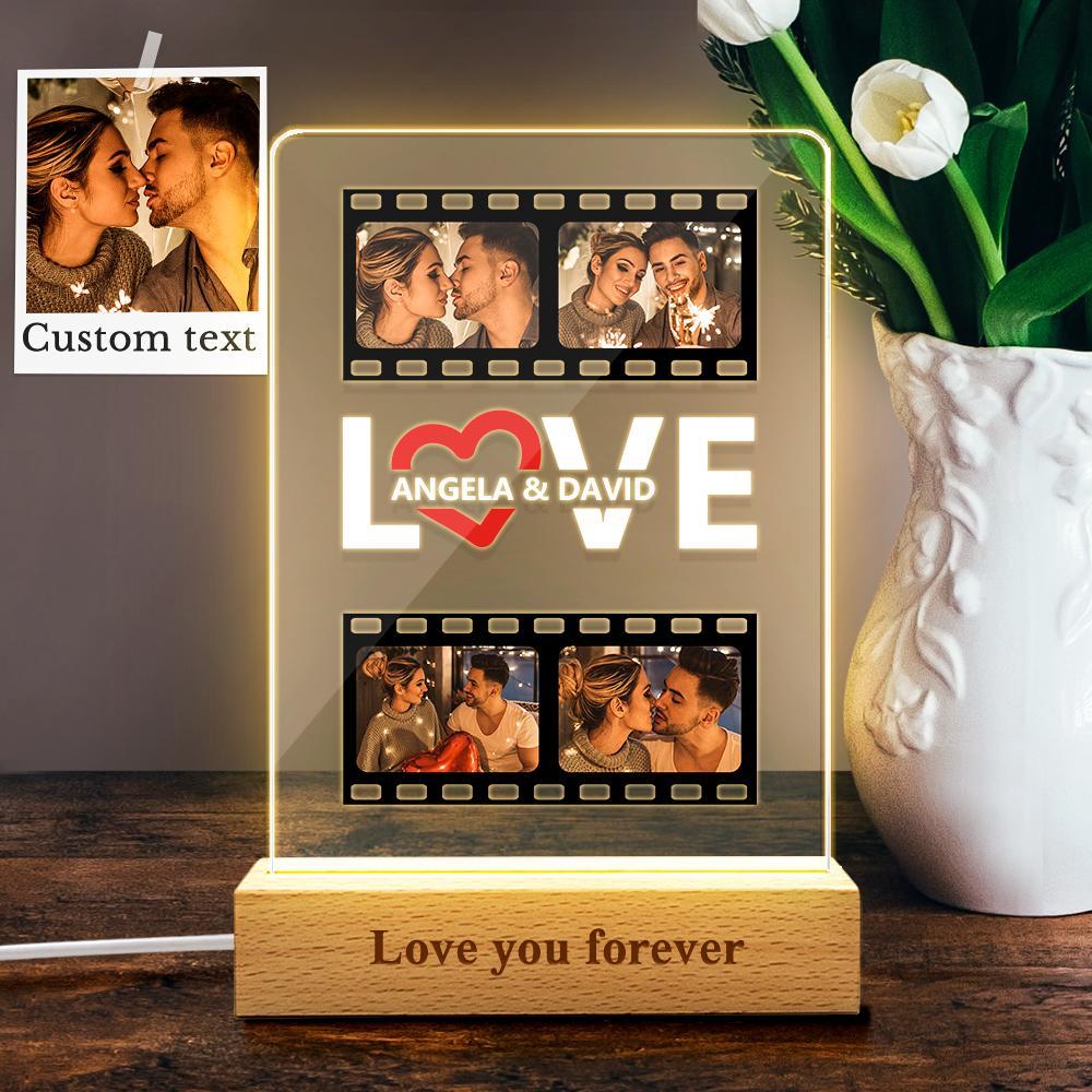 Custom Night Light Film Photo Acrylic Lights Plaque Lamp Couple Gift - soufeelus